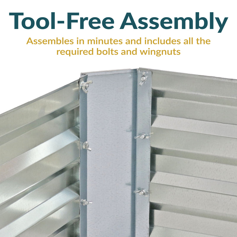 Sunnydaze Galvanized Steel L-Shaped Raised Garden Bed