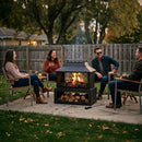 Sunnydaze Bronze Steel Outdoor Fireplace with Log Storage - 35" H