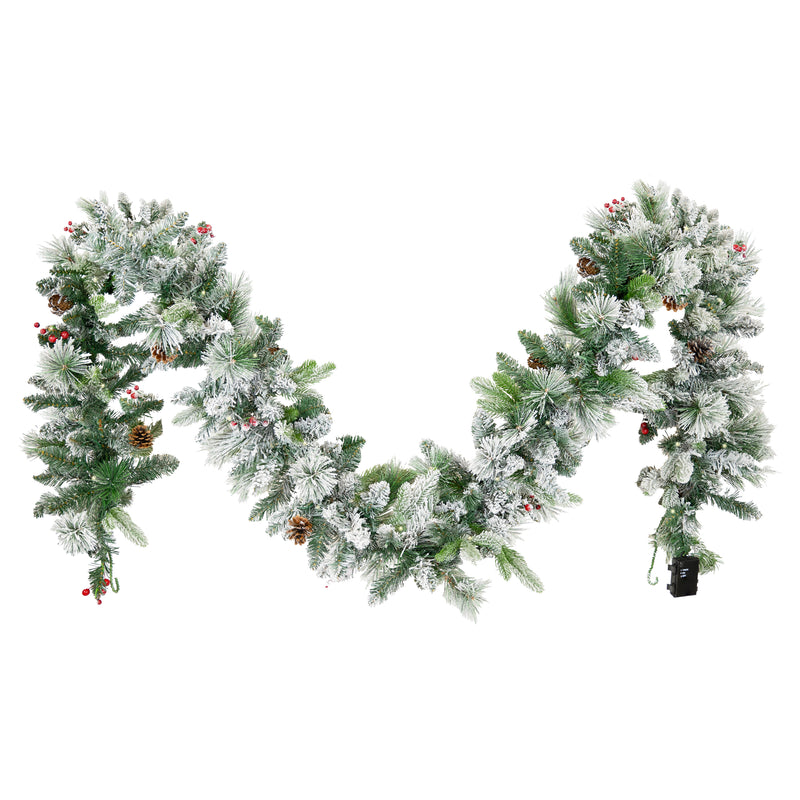 Sunnydaze 9' Pre-Lit Artificial Christmas Garland with Timer