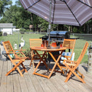 Sunnydaze Meranti Wood 5-Piece Outdoor Folding Patio Dining Set