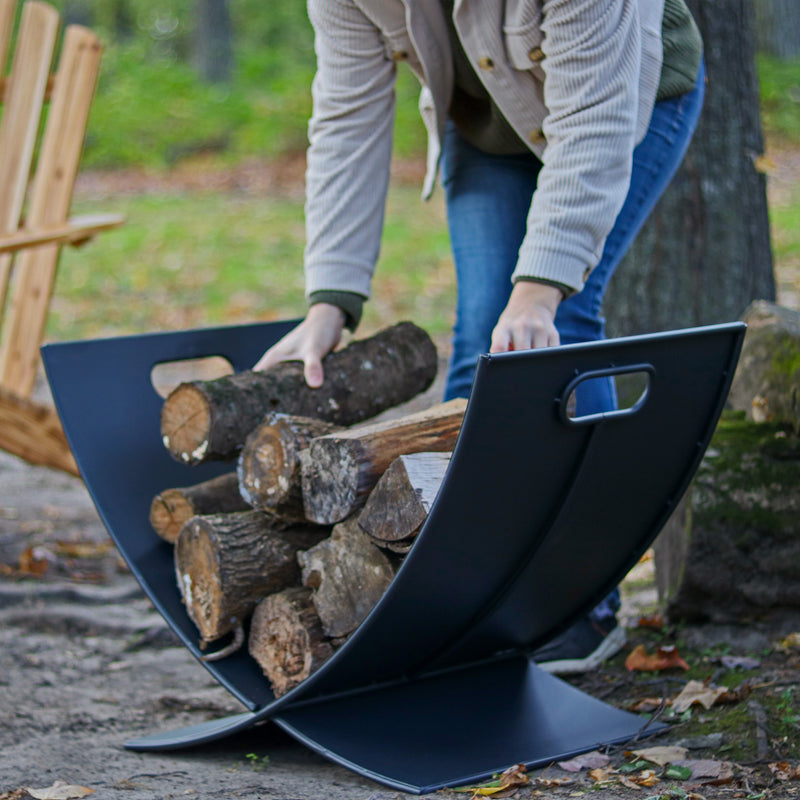 Sunnydaze Black Steel Curved Log Holder - 30"