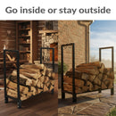 Sunnydaze Steel Firewood Log Rack with Cover - Black - 30"