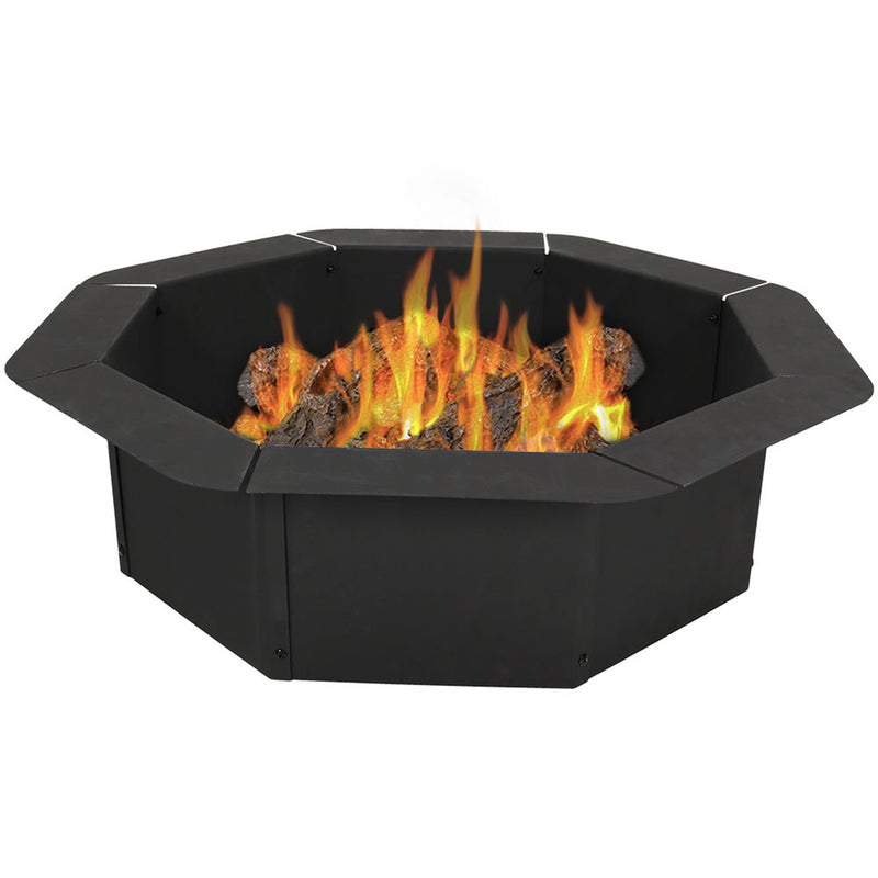 Sunnydaze Octagon Heavy-Duty Steel Fire Pit Ring/Liner DIY Fire Pit, 2.2 mm Thick Steel, 30 Inch Inside Diameter