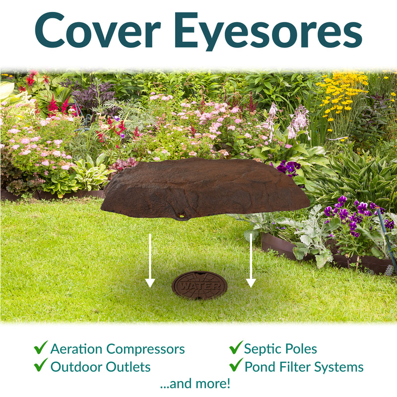 Sunnydaze Flat Artificial Landscape Rock Cover with Stakes