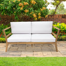 Sunnydaze Bodie Acacia Patio Loveseat - 2-Seater Outdoor Sofa with Cushions