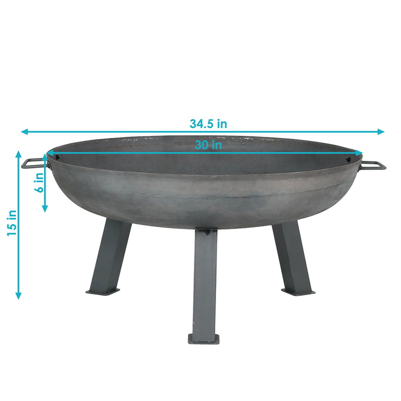 Sunnydaze Rustic Cast Iron Fire Pit Bowl with Stand