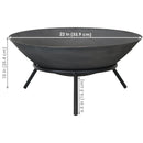 Sunnydaze Raised Cast Iron Fire Pit Bowl with Steel Finish - 22" Diameter