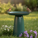 Sunnydaze Gleeful Garden Metal Outdoor Bird Bath - UV-Resistant Finish