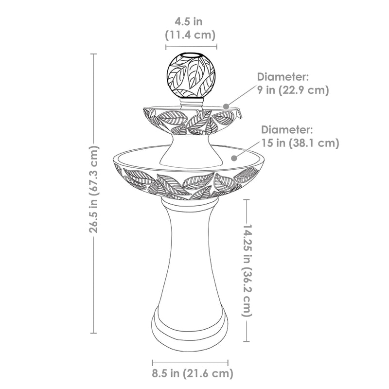 Sunnydaze Gentle Glow 2-Tier Ceramic Outdoor Fountain with LED Lights