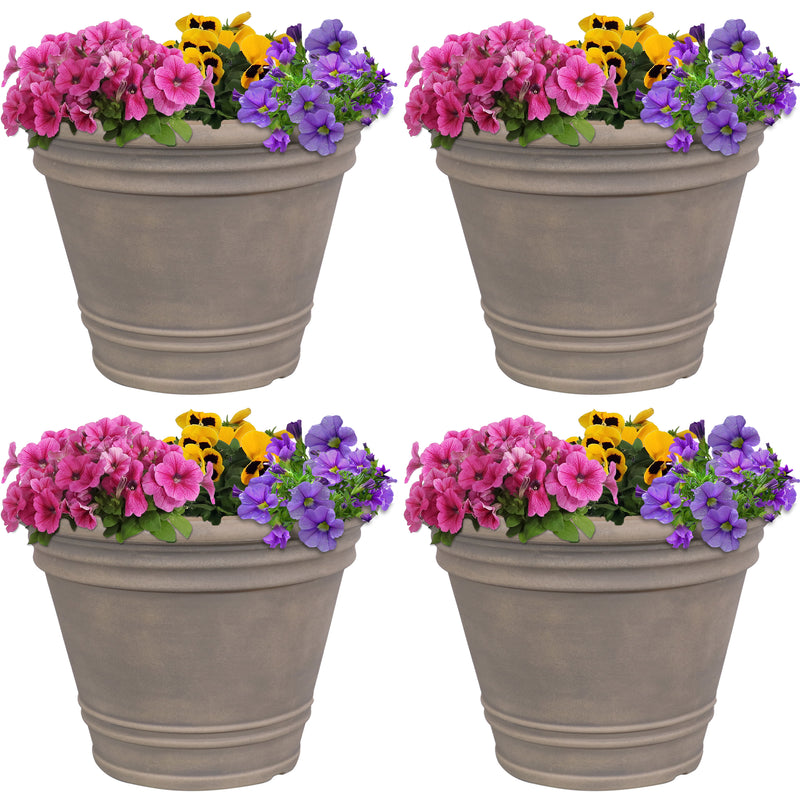 Sunnydaze Franklin Outdoor Flower Pot Planter - Beige - 20-Inch - 4-Pack