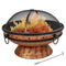 Sunnydaze Royal Cauldron Outdoor Fire Pit with Handles, Spark Screen, & Poker Tool - Copper Look - 30-Inch
