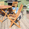 Dimension image for folding outdoor meranti wood chairs.