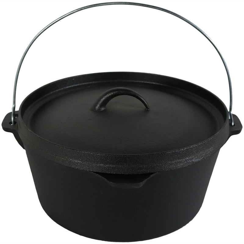 Sunnydaze Cast Iron Deep Dutch Oven, Pre-Seasoned, 12-Inch, 8-Quart