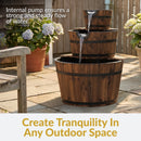 Sunnydaze Country Wood Barrel Water Fountain