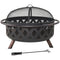 Sunnydaze Black Crossweave Wood Fire Pit with Cover, Spark Screen, Grate, and Poker