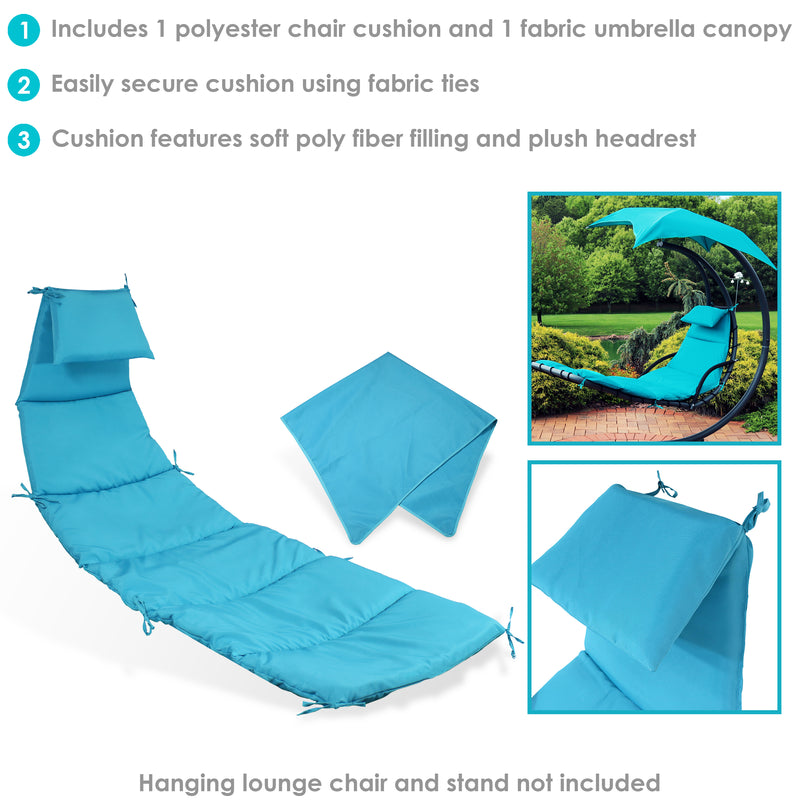 Sunnydaze Hanging Lounge Chair Replacement Cushion and Umbrella