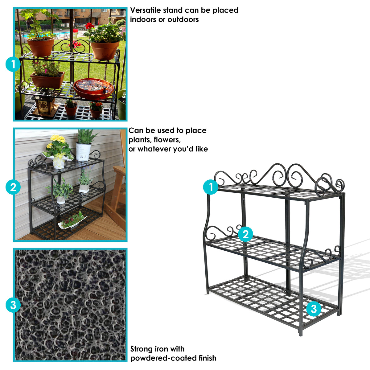 【NO.５】 IRON PLANTS RACK 3段 Gymax 3-Tier Metal Plant Stand Elegant Scrollwork Pattern