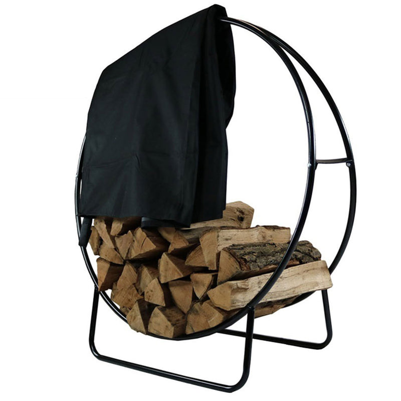 Sunnydaze Firewood Log Hoop Rack - Size & Cover Options Available