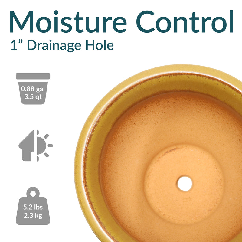 Sunnydaze Studio Glazed Ceramic Planter with Drainage Holes - Set of 2