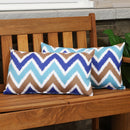 set of 2 multi-colored zigzag pattern outdoor pillow covers