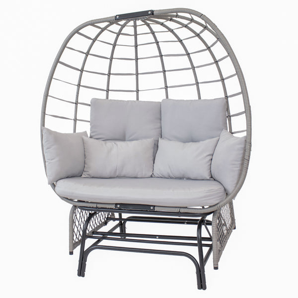 Sunnydaze Double Outdoor Egg Chair with Legs with Cushions and Pillows - Gray