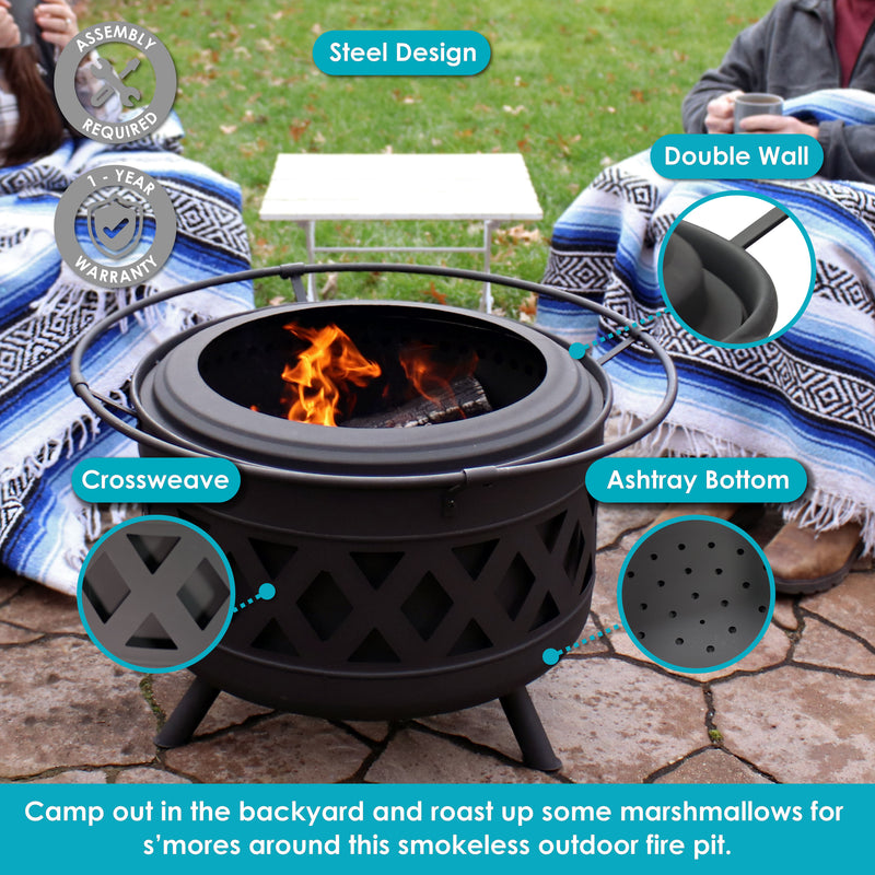 Sunnydaze Crossweave Outdoor Smokeless Fire Pit - 30"