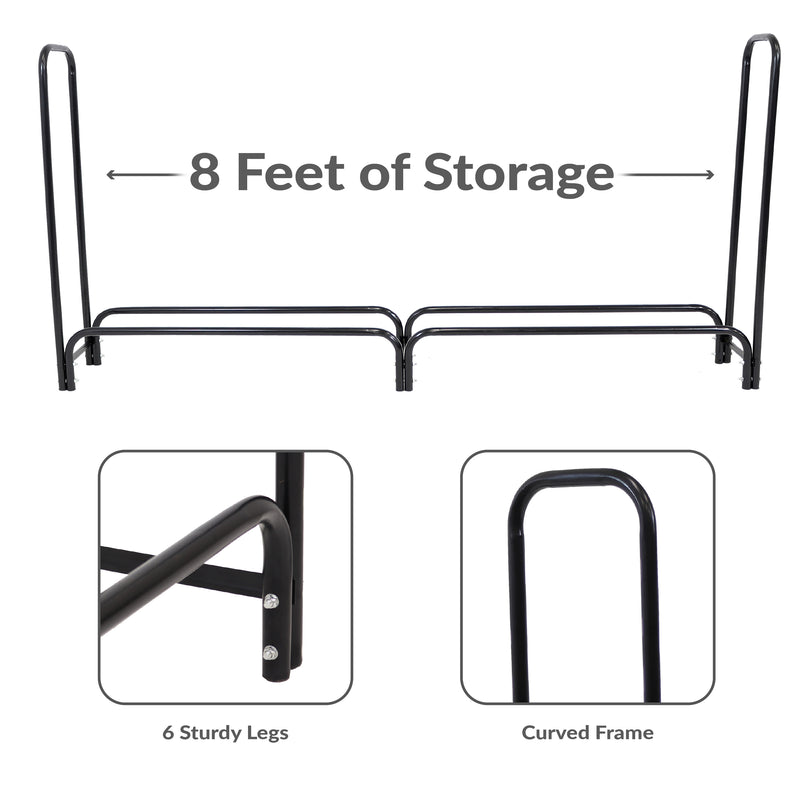 Sunnydaze Outdoor Steel Firewood Log Rack - 8'