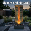 Sunnydaze Rippled Slate Water Fountain with LED Lights - 48"