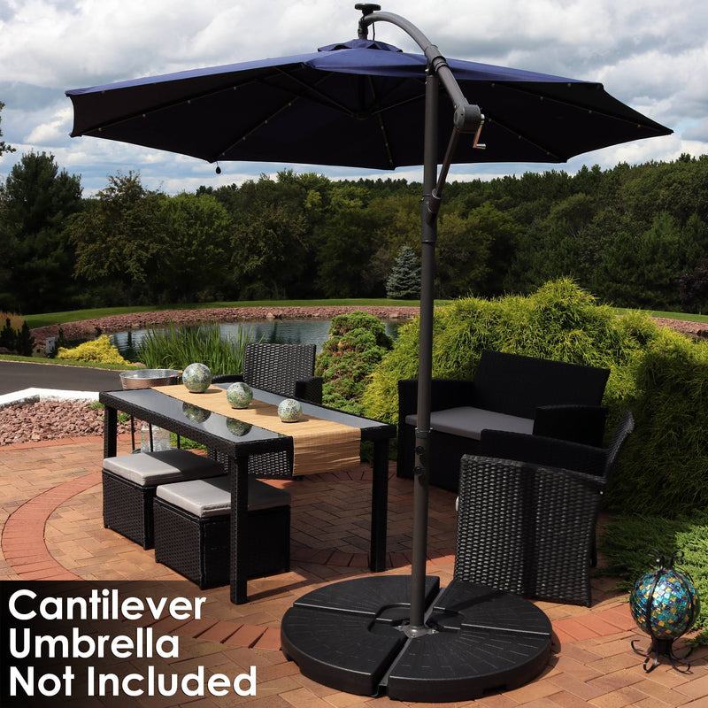 counter weights for patio umbrella Sunnydaze Decor Heavy-Duty Cantilever Offset Patio Umbrella Base, Set of 4