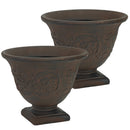 Sunnydaze Darcy Polyresin Outdoor Pedestal Planter Urn - 16"