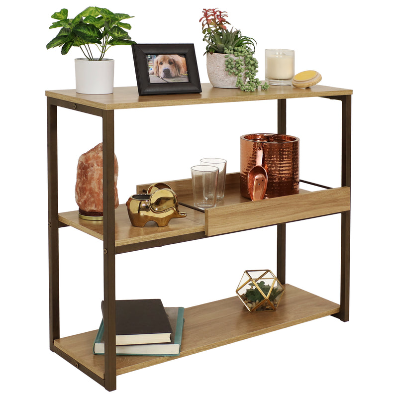 Sunnydaze Industrial Console Table with Serving Tray - 28.25"