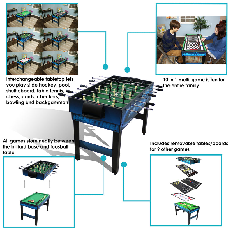 Sunnydaze 10-in-1 Multi-Game Table - 49.5"