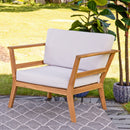 Sunnydaze Bodie Acacia Armchair with Cushions - Club Chair for Patio - Bone White Cushions