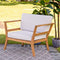Sunnydaze Bodie Acacia Armchair with Cushions - Club Chair for Patio - Bone White Cushions