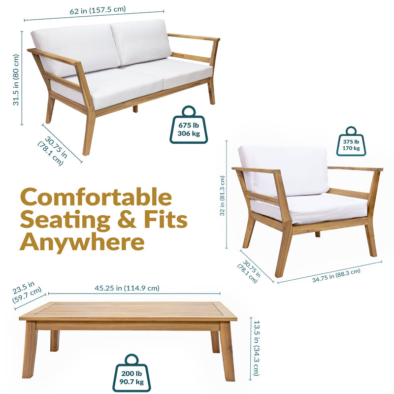 Sunnydaze Bodie 4-Piece Patio Furniture Set - Outdoor Patio Conversation Set