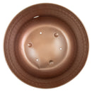 Top-down interior view of the copper Hammered Iron Hose Pot showing the spacious interior, side hose access opening, and drainage holes in the base.