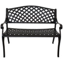 Sunnydaze 2-Person Checkered Cast Aluminum Metal Garden Bench - Black