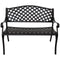 Sunnydaze 2-Person Checkered Cast Aluminum Metal Garden Bench - Black