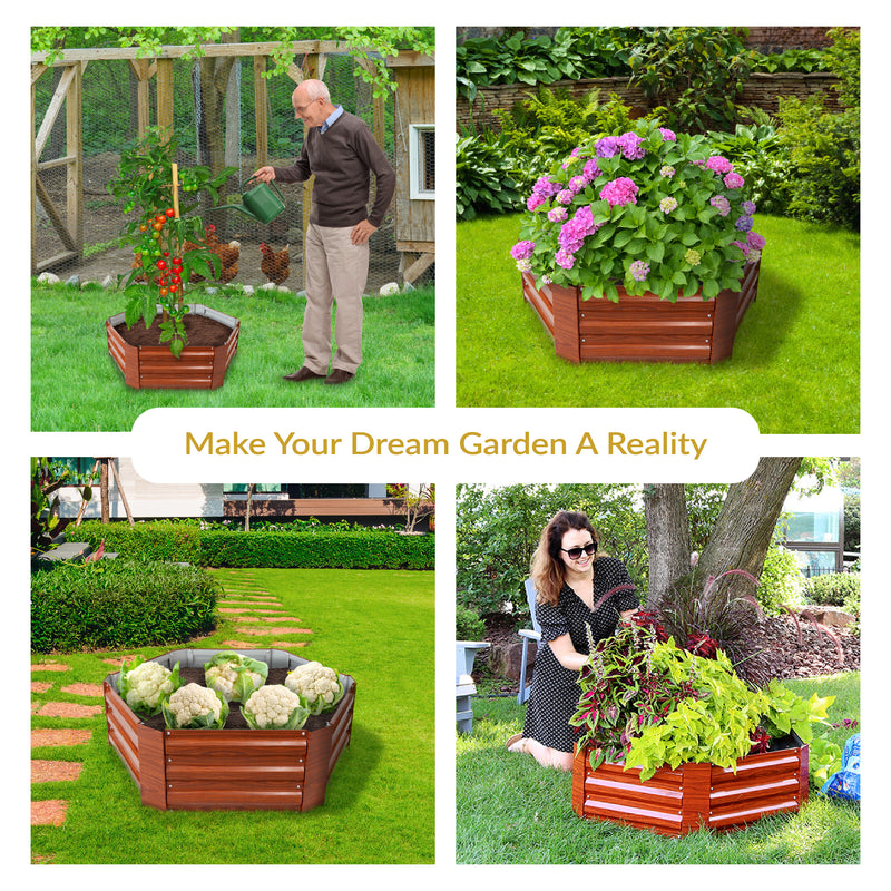 Sunnydaze Galvanized Steel Raised Garden Bed - Hexagon - 40.5"