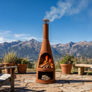 Sunnydaze 70" H Steel Outdoor Chiminea Fire Pit with Built-In Log Holder