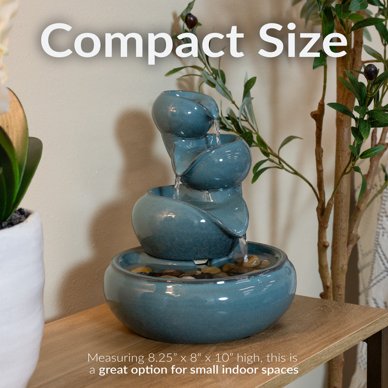 Sunnydaze Tiered Vessels Ceramic Indoor Water Fountain - 10"