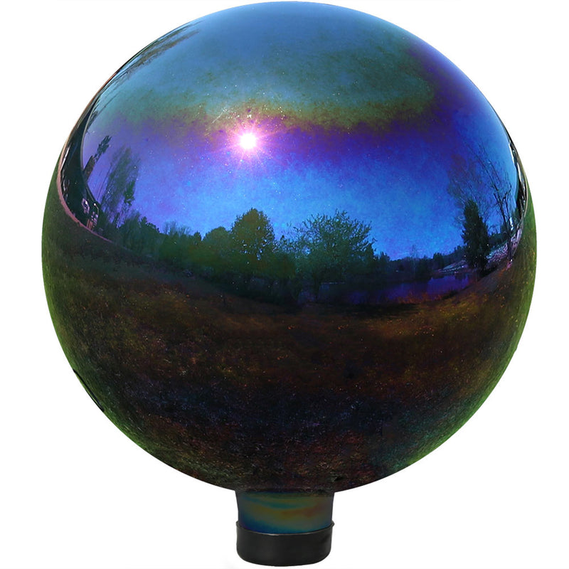 Sunnydaze 10-Inch Glass Gazing Globe Ball with Mirrored Finish, Color Options Available