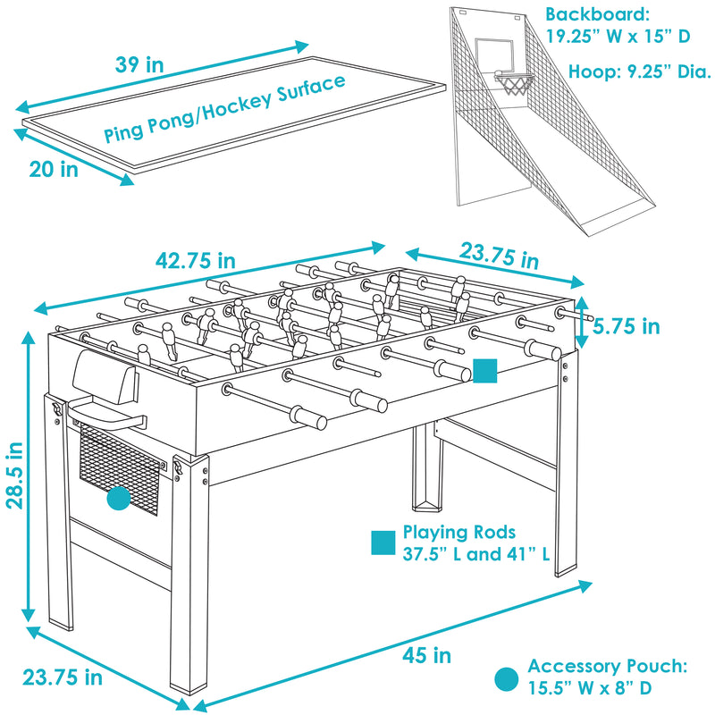 Image showing the overall product dimensions including height, depth and width.