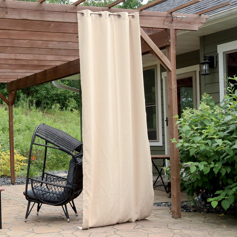 Sunnydaze Beige Outdoor Room Darkening Curtains