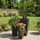 Sunnydaze Polyrattan Square Tall Wicker Planters - Set of 3