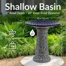 Sunnydaze Rennes Outdoor Ceramic Bird Bath - 22.5" H