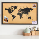 Sunnydaze World Map Cork Board with Push Pins - 35.5" W x 23.75" H