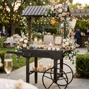 Sunnydaze Rustic, Vintage Flower Cart Display Stand with Wheels - Gray