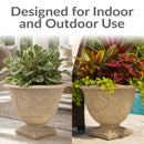Sunnydaze Darcy Polyresin Outdoor Pedestal Planter Urn - 16"