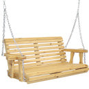 Sunnydaze Traditional Wooden Porch Swing with Hanging Chains - 58.5" W